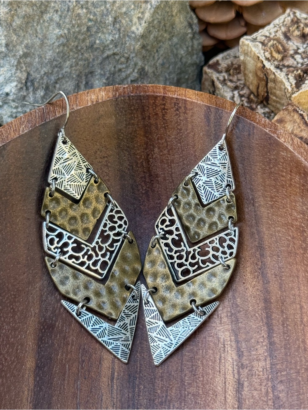 Boho Mixed Metal Drop Earrings - Gold & Silver vintage statement y2k everyday